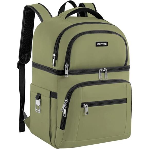 Cooler Backpack,Insulated Backpack Cooler Leakproof Double Deck Cooler Bag - Picture 1 of 7